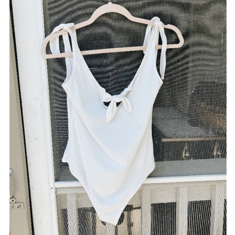 White Ribbed Bodysuit